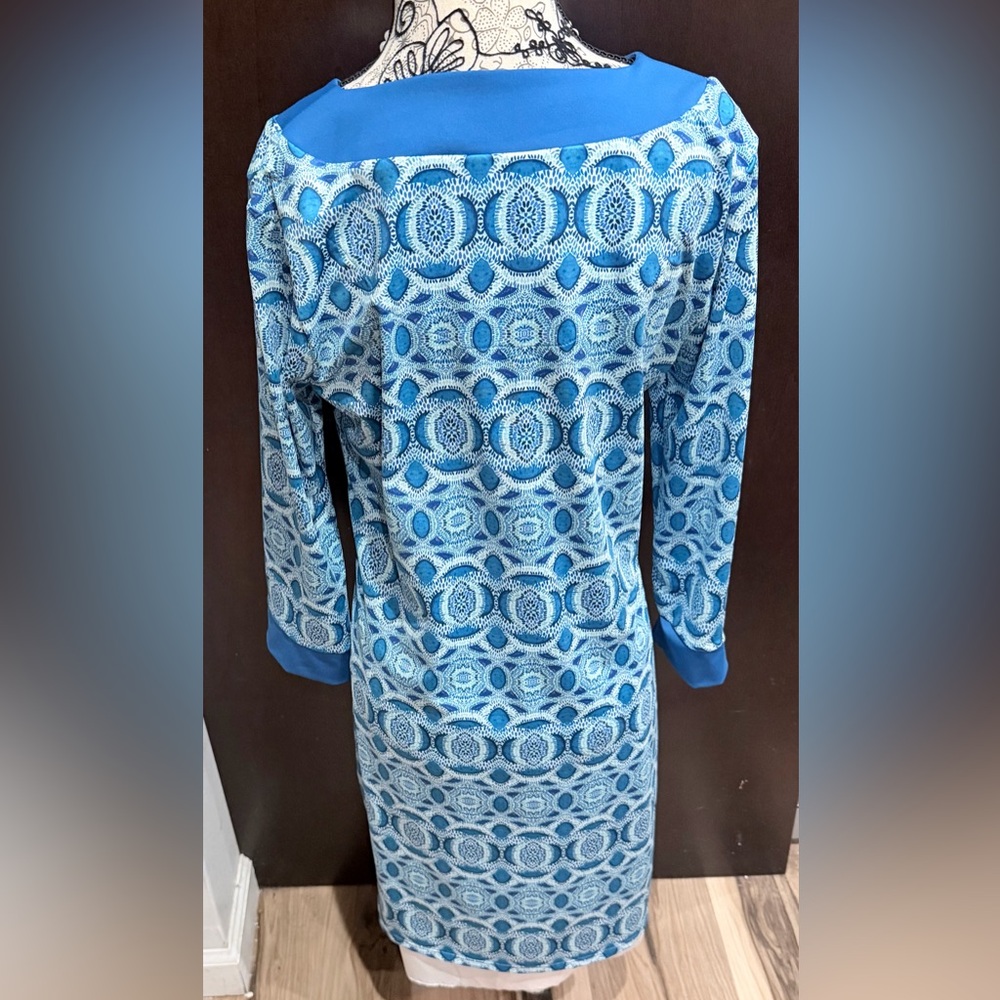 Cabana Life Teal and White Patterned Dress - Picture 4 of 6